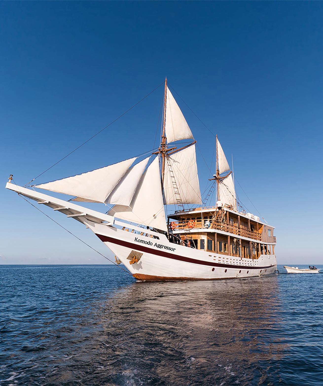 A large white boat on the water