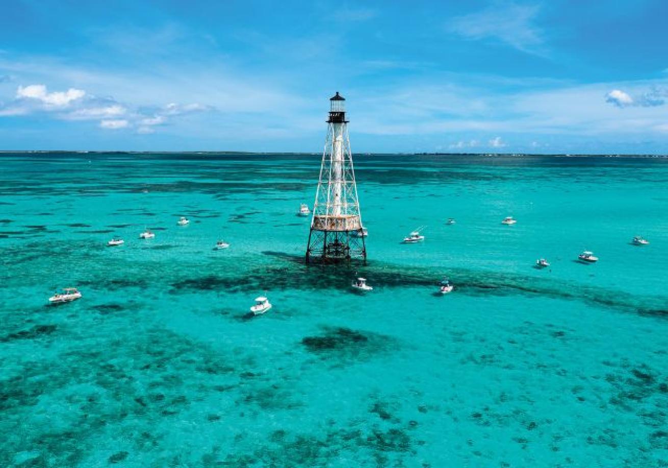 A lighthouse in the water