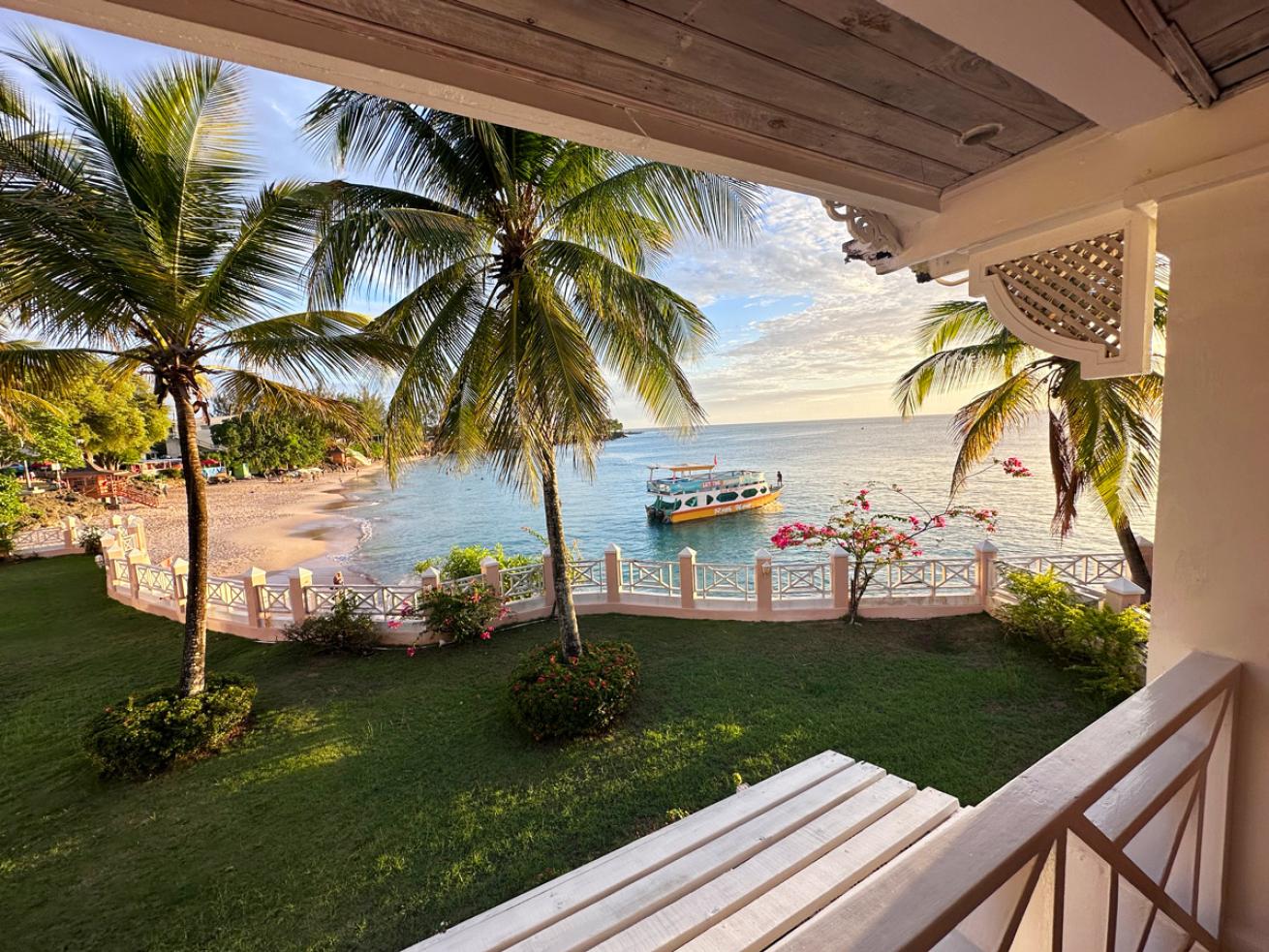 The view of Store Bay from Coco Reef Resort & Spa in Crown Point