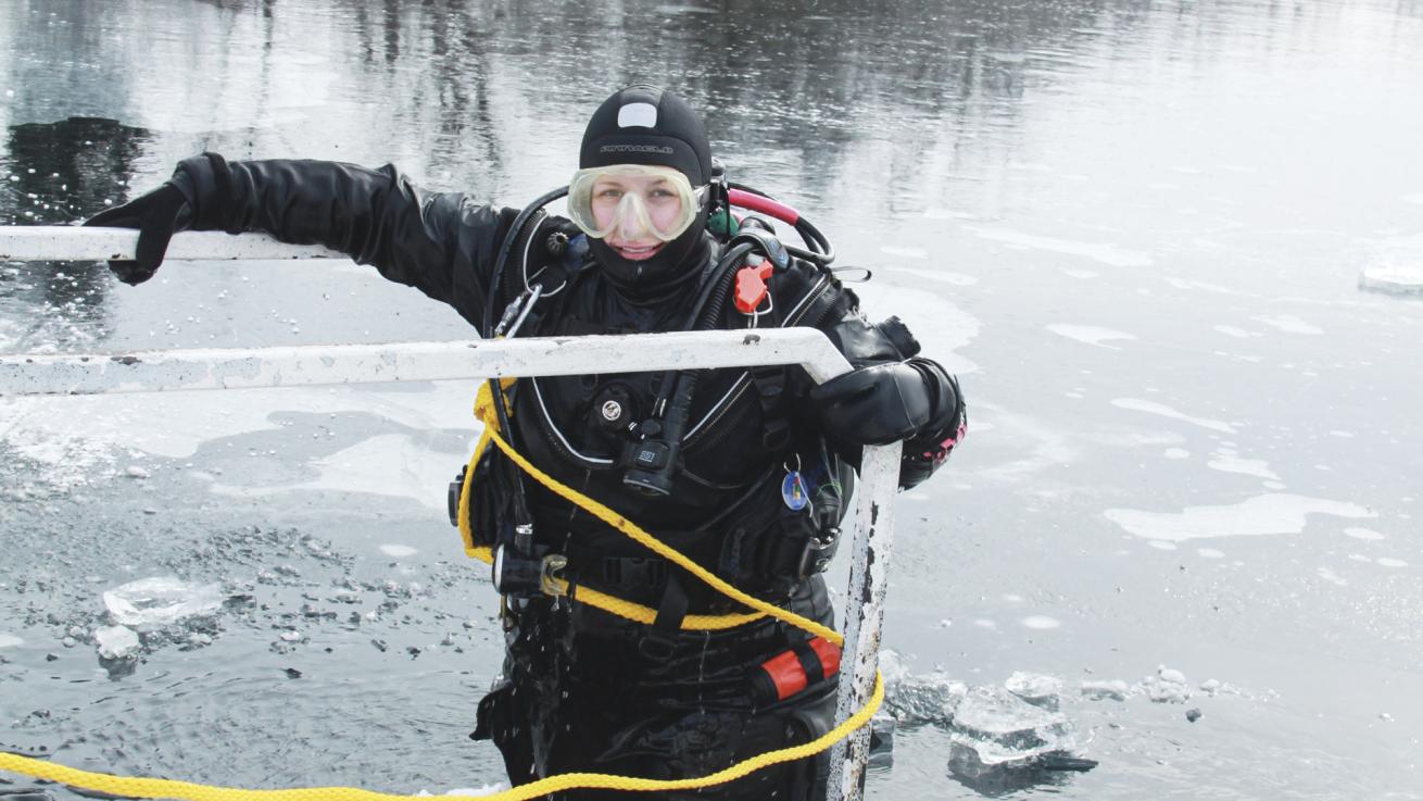 Cold, snowy conditions make for great diving at White Star Quarry