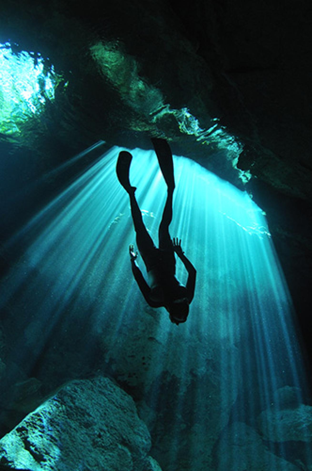 Free Diver in Cenote