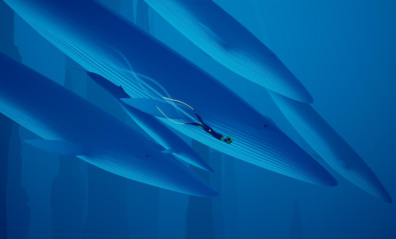 blue abzu fish swim whale