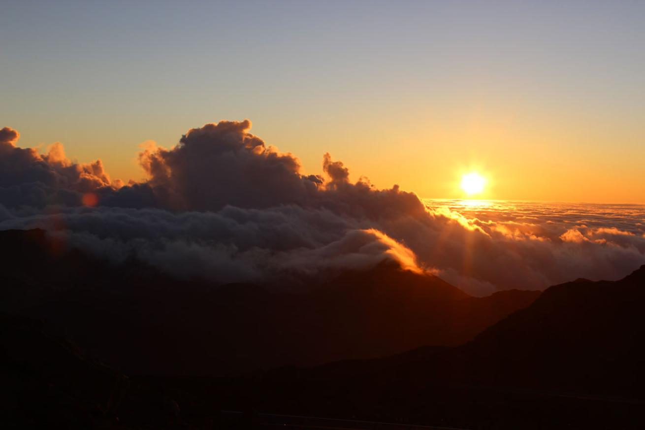 sunrise at haleakala national park in maui, hawaii