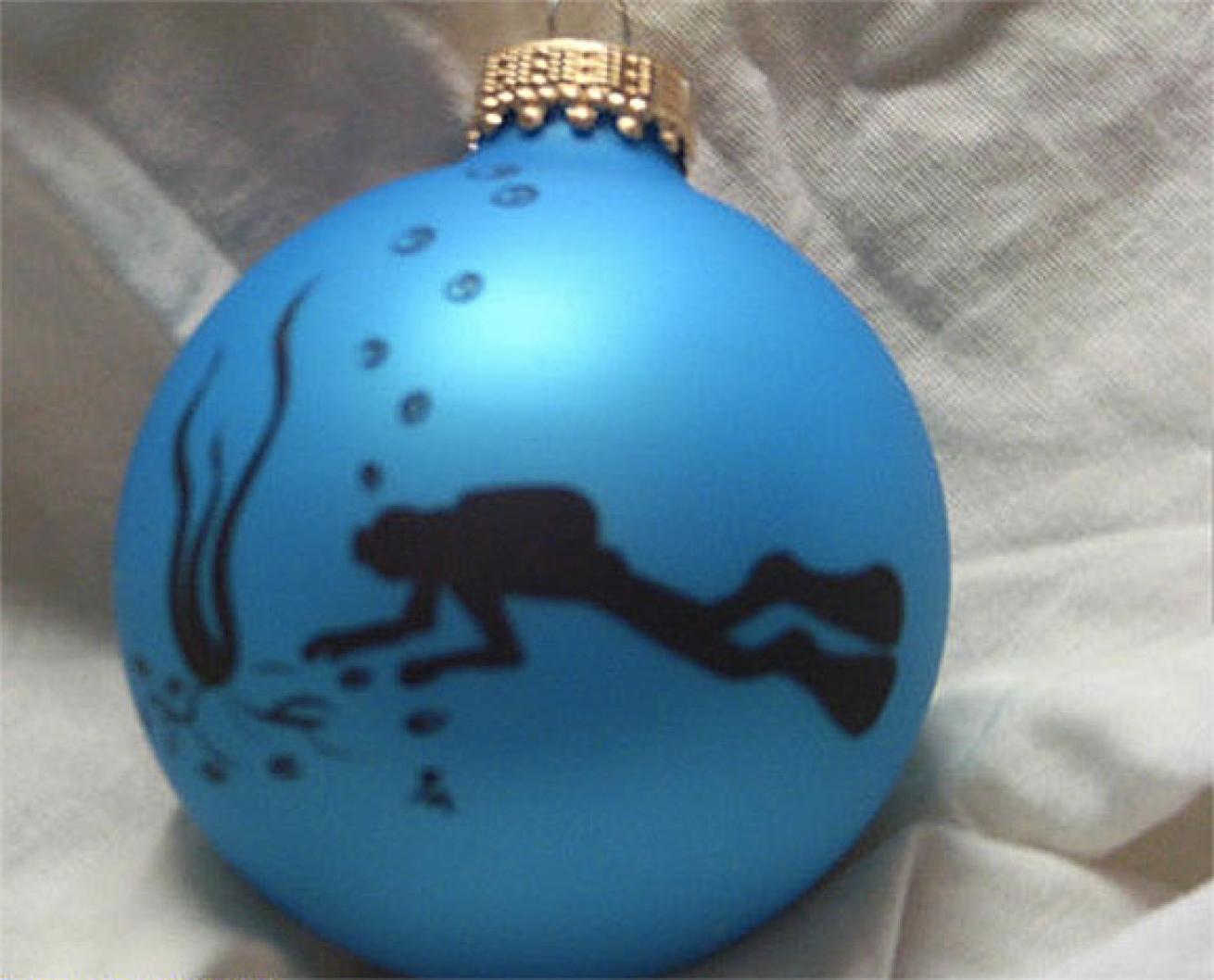Hand-Painted Scuba Diver on Christmas Ball