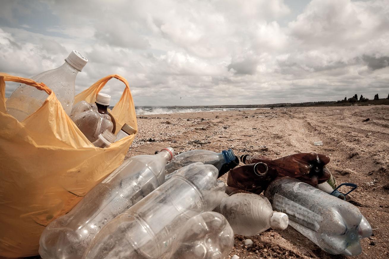 plastic beach debris