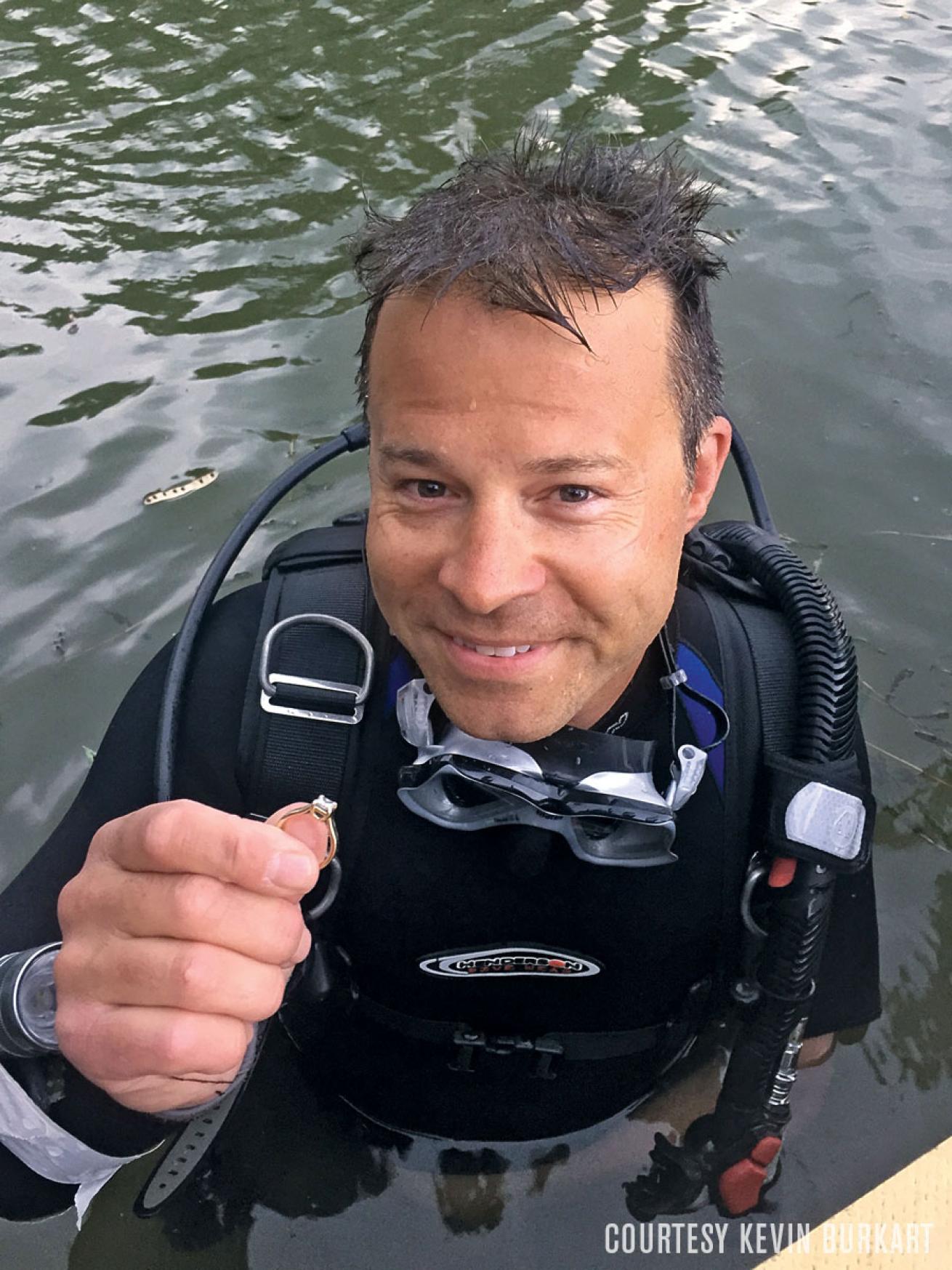 Scuba diver Kevin Burkart wedding ring