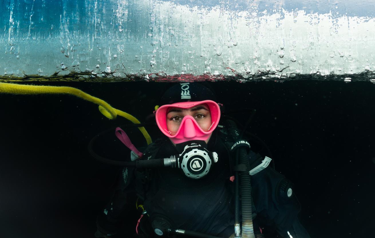 scuba diving under the ice