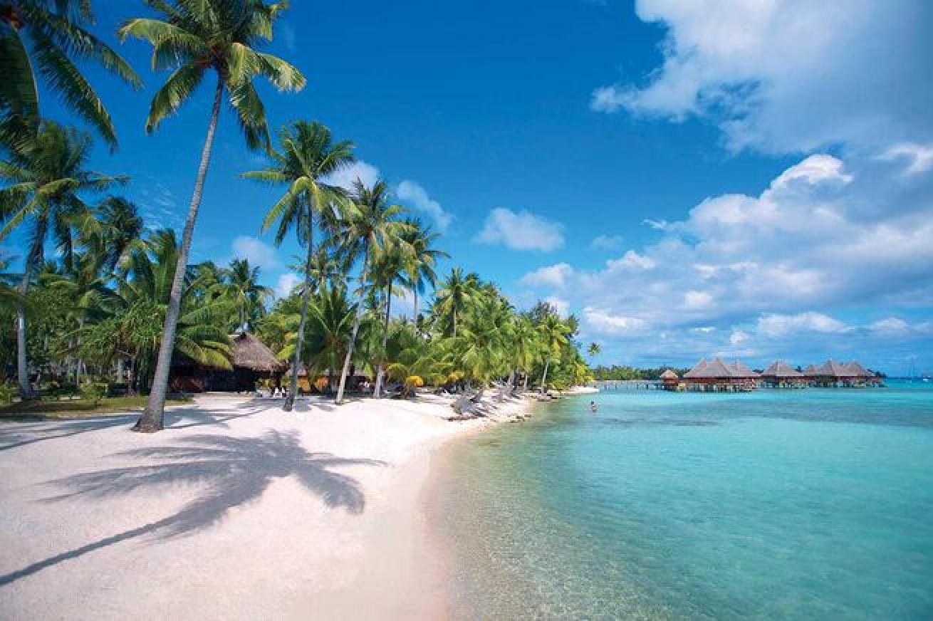 In Rangiroa, French Polynesia, the water is so clear and warm that it's home to many species, and perfect for dives and swimming.