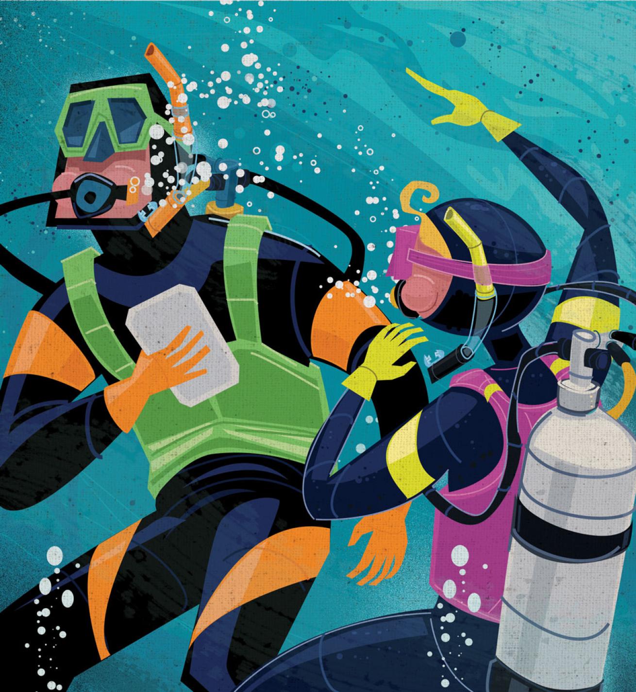 illustration depicting nitrogen narcosis