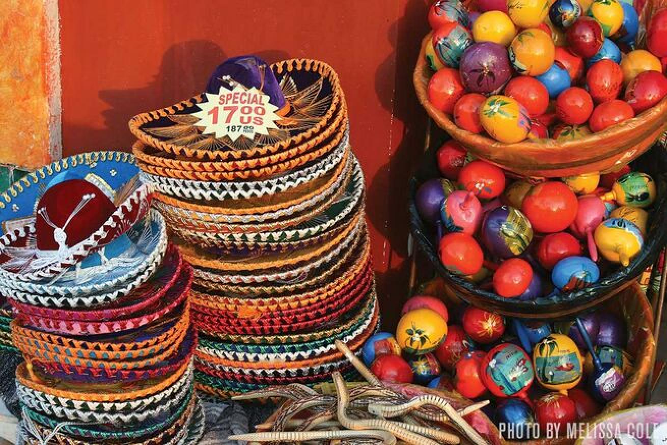 Colorful clothing and crafts are found in the local markets of San Miguel.