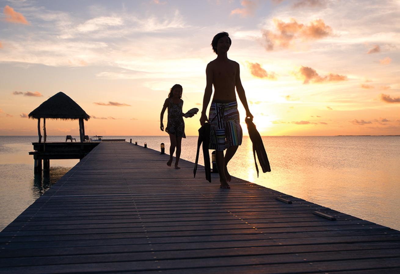Kids pack up snorkeling gear