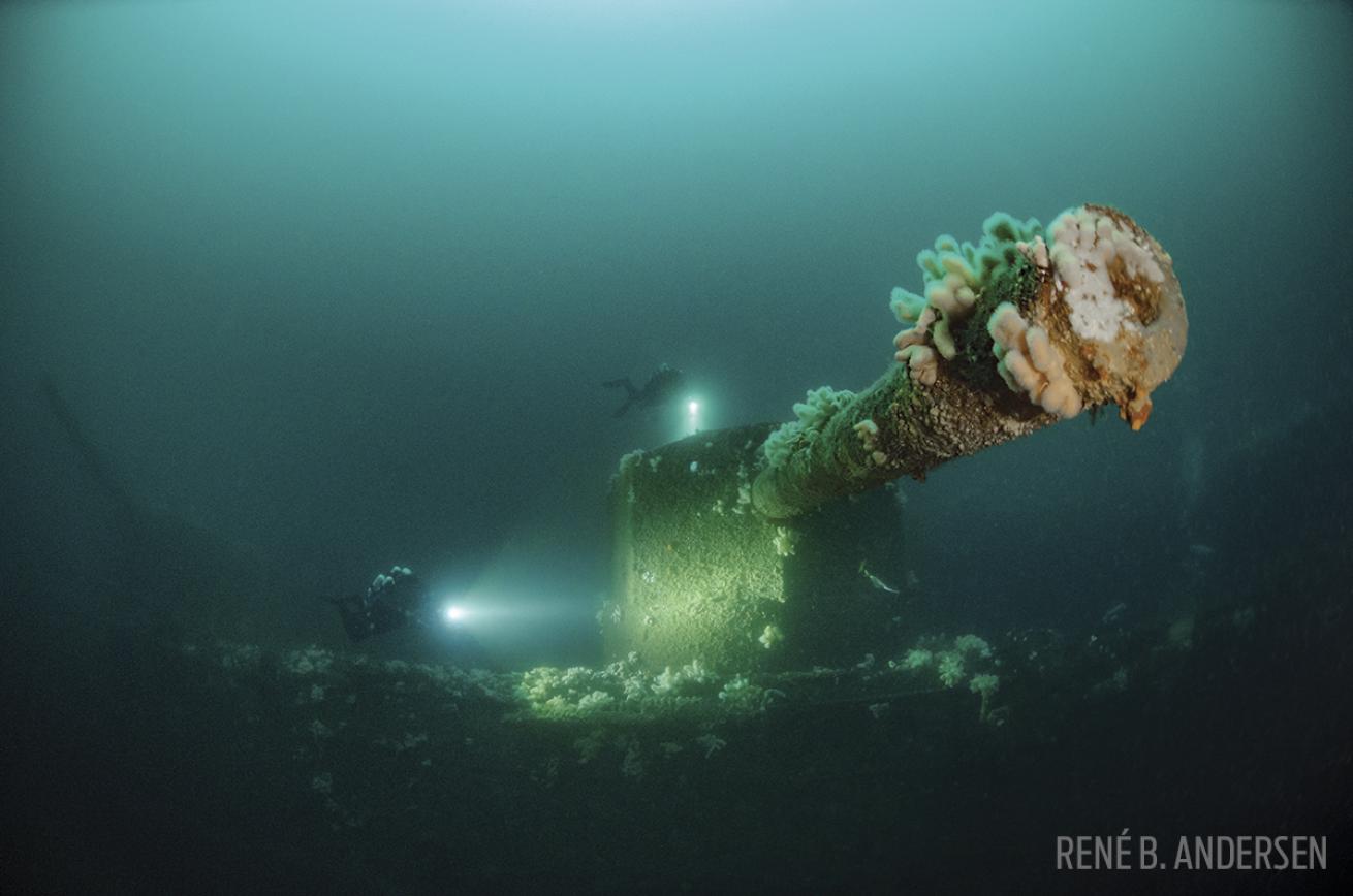 One of seven turrets that stand on the HMS Defence