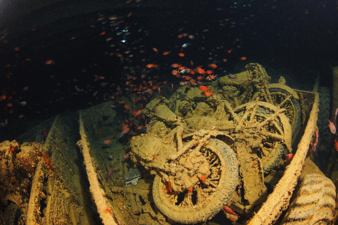 motorbikes on Thistlegorm, Red Sea