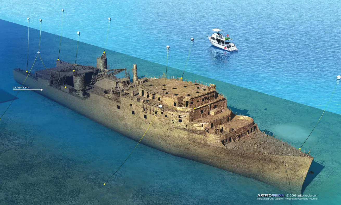 The *Spiegel Grove* is massive — where you dive will depend on where your dive boat ties off.