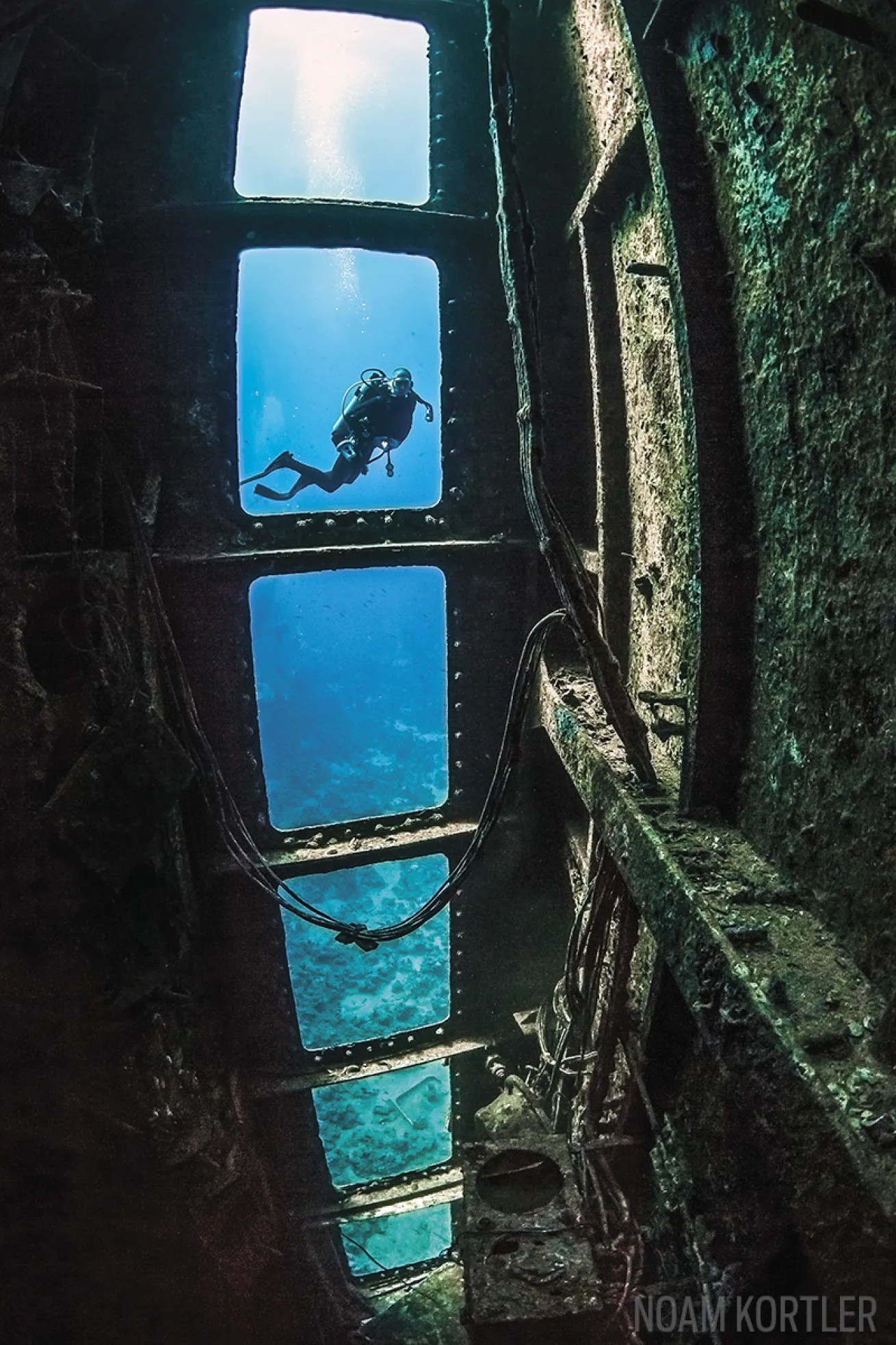 Salem Express wreck and diver in Red Sea, Egypt