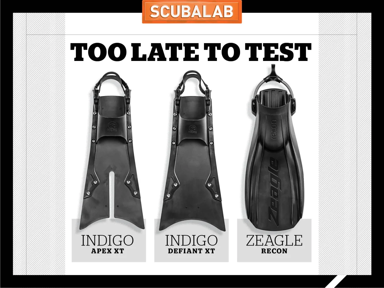 Scuba diving fins Zeagle Recon Indigo Apex XT Defiant XT ScubaLab Review Test