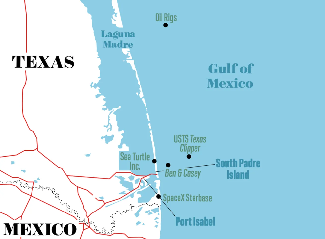 map of south texas diving 