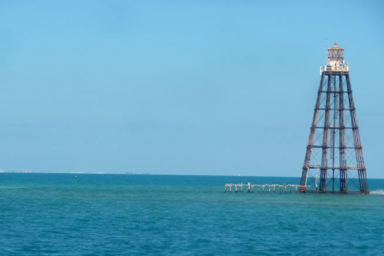 Large lighthouse structure in water