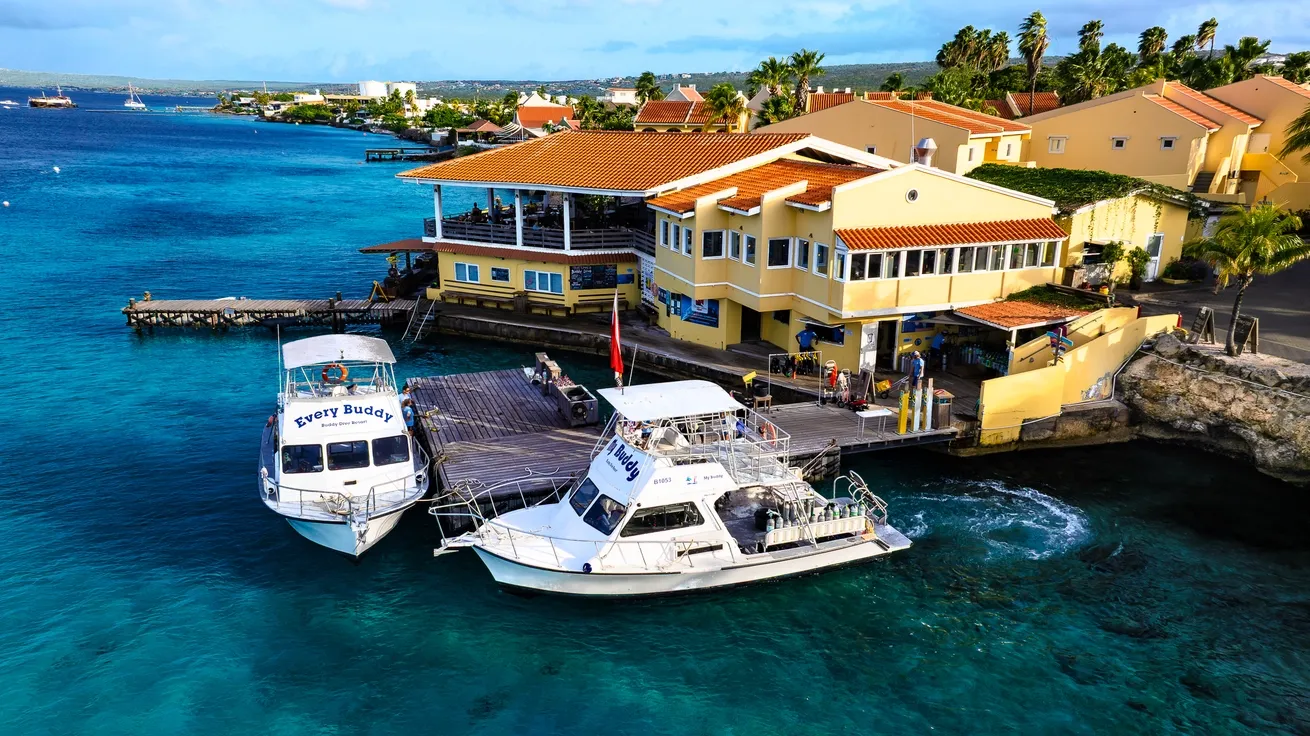 Buddy Dive Resort in Bonaire with two dive boats