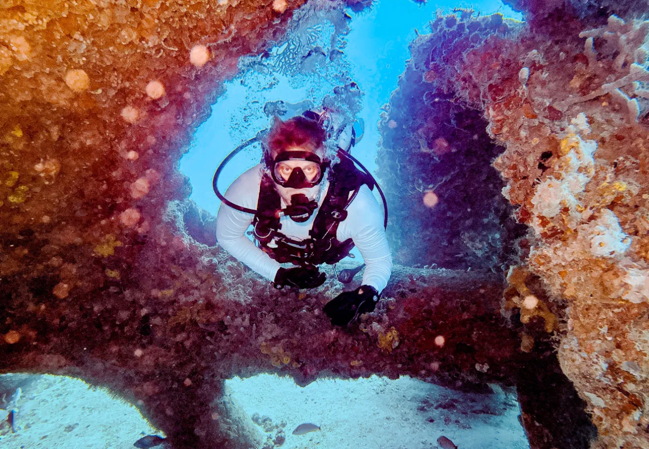 diver in wreck