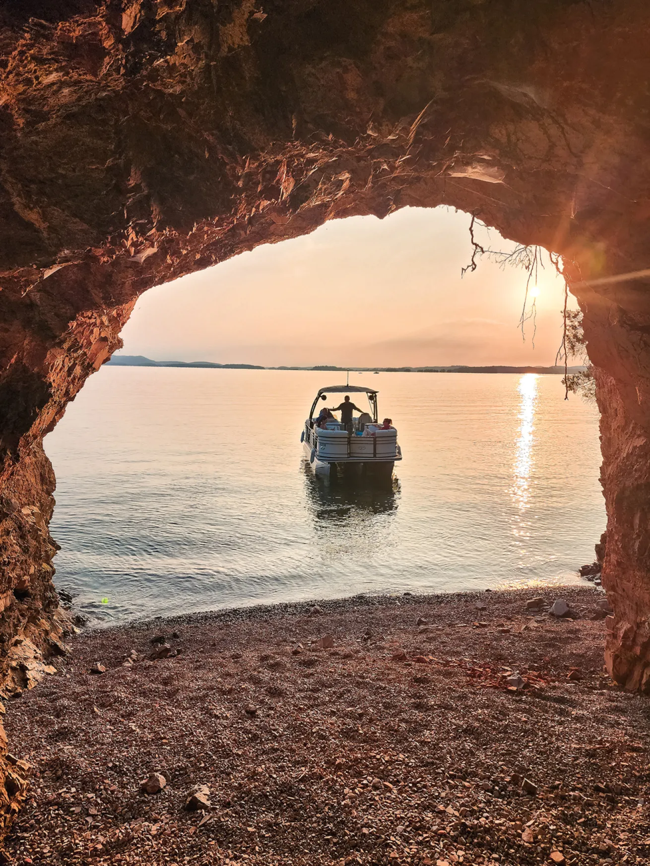 The view from one of the lake’s many caves.