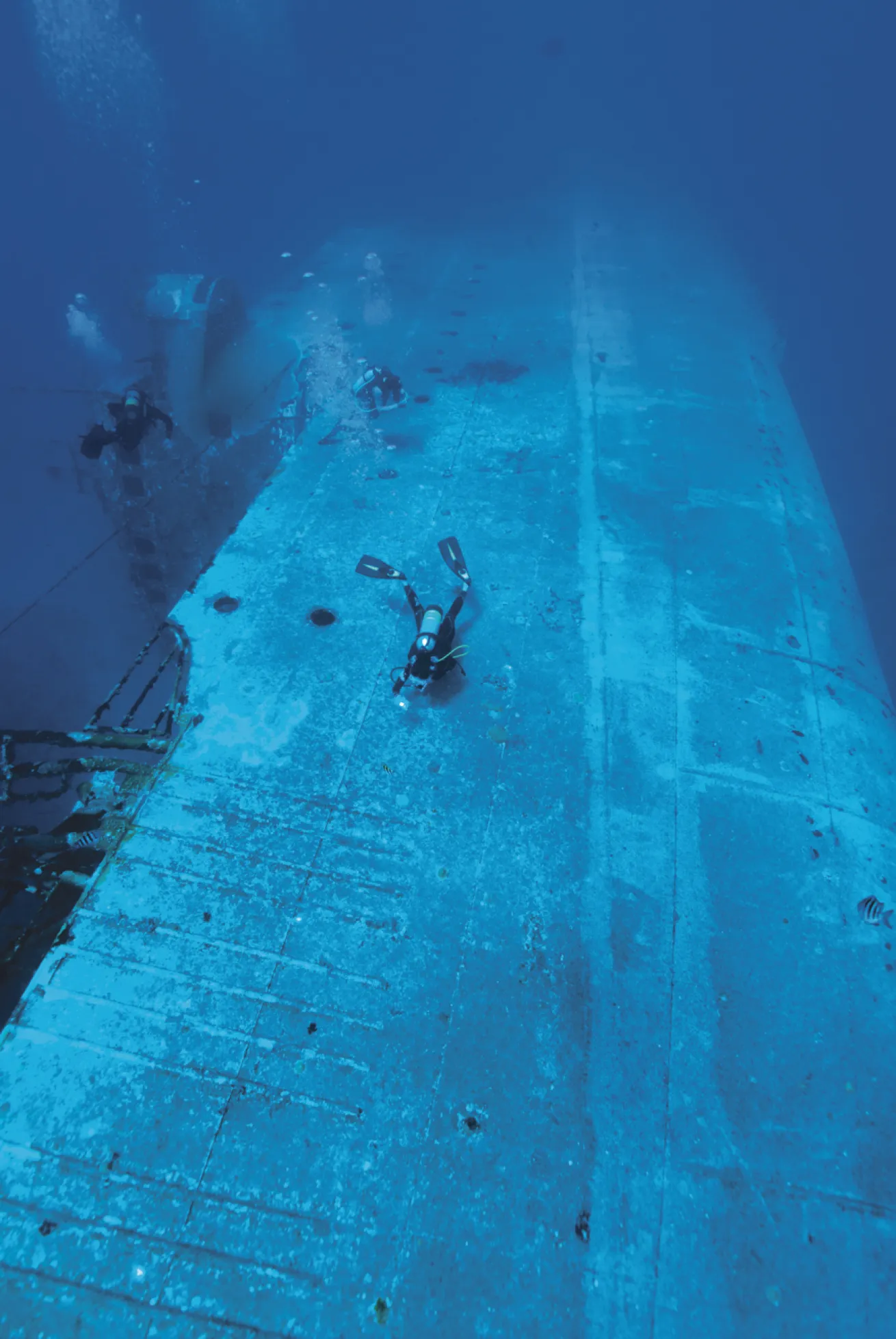 diver over a wreck in statia