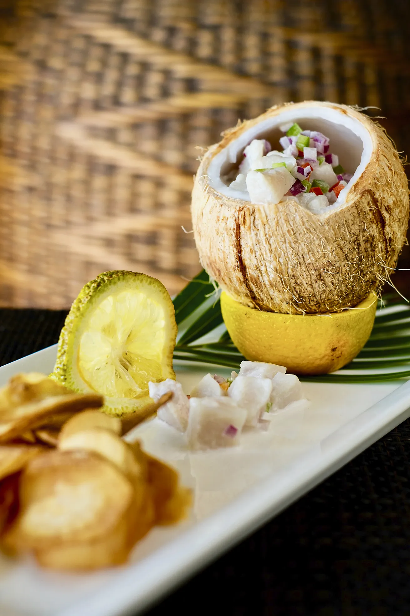 Kokoda is a Fijian style of ceviche that “cooks” local fish in lime juice. Coconut milk is used to balance the acidity of the citrus.

