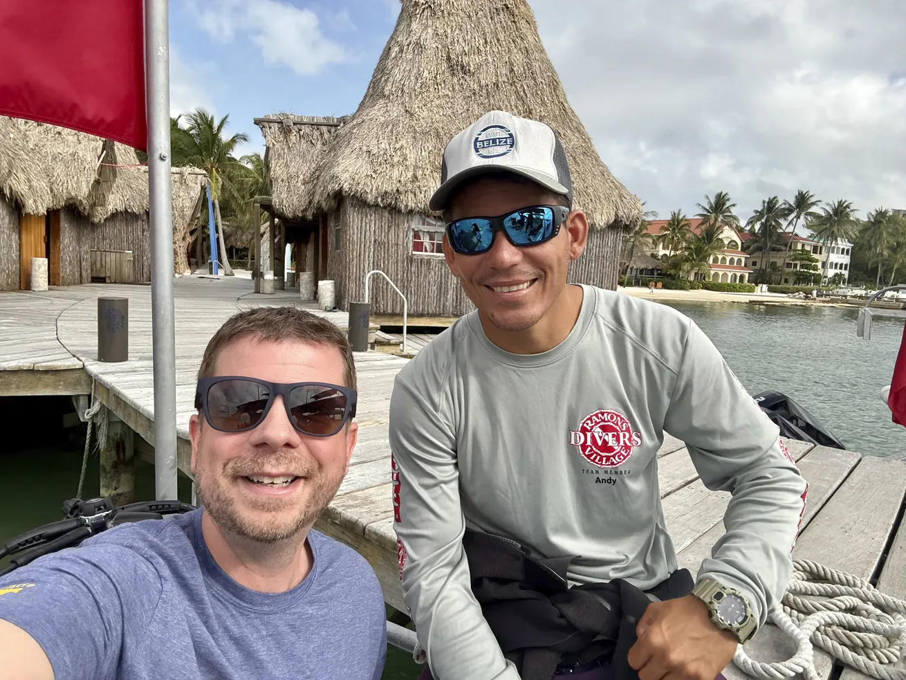 Clapp (left) and his friend Andy Castro, who was his divemaster on the PADI Club trip to Belize