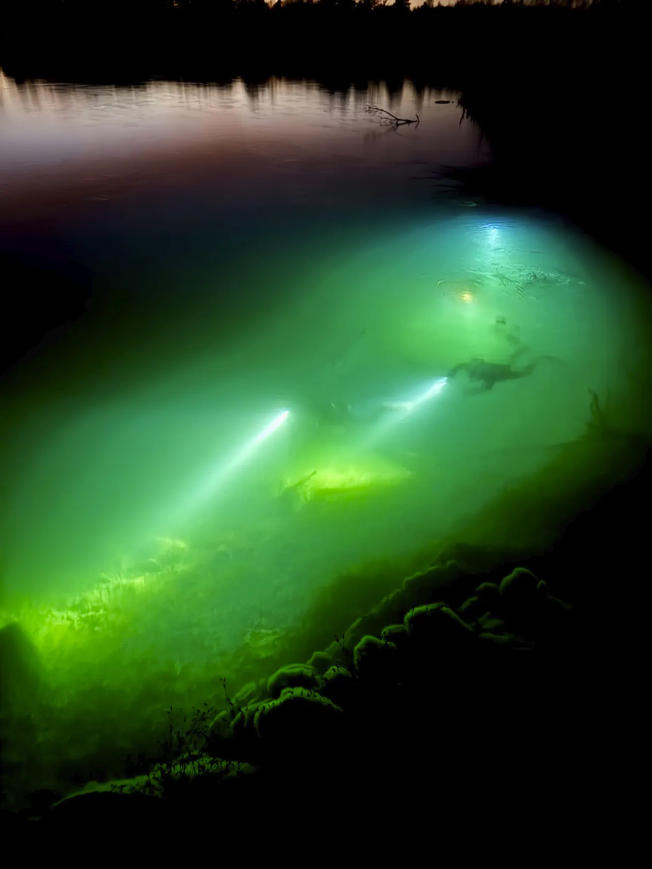 Divers explore Wapienniki Sulejow in Poland.