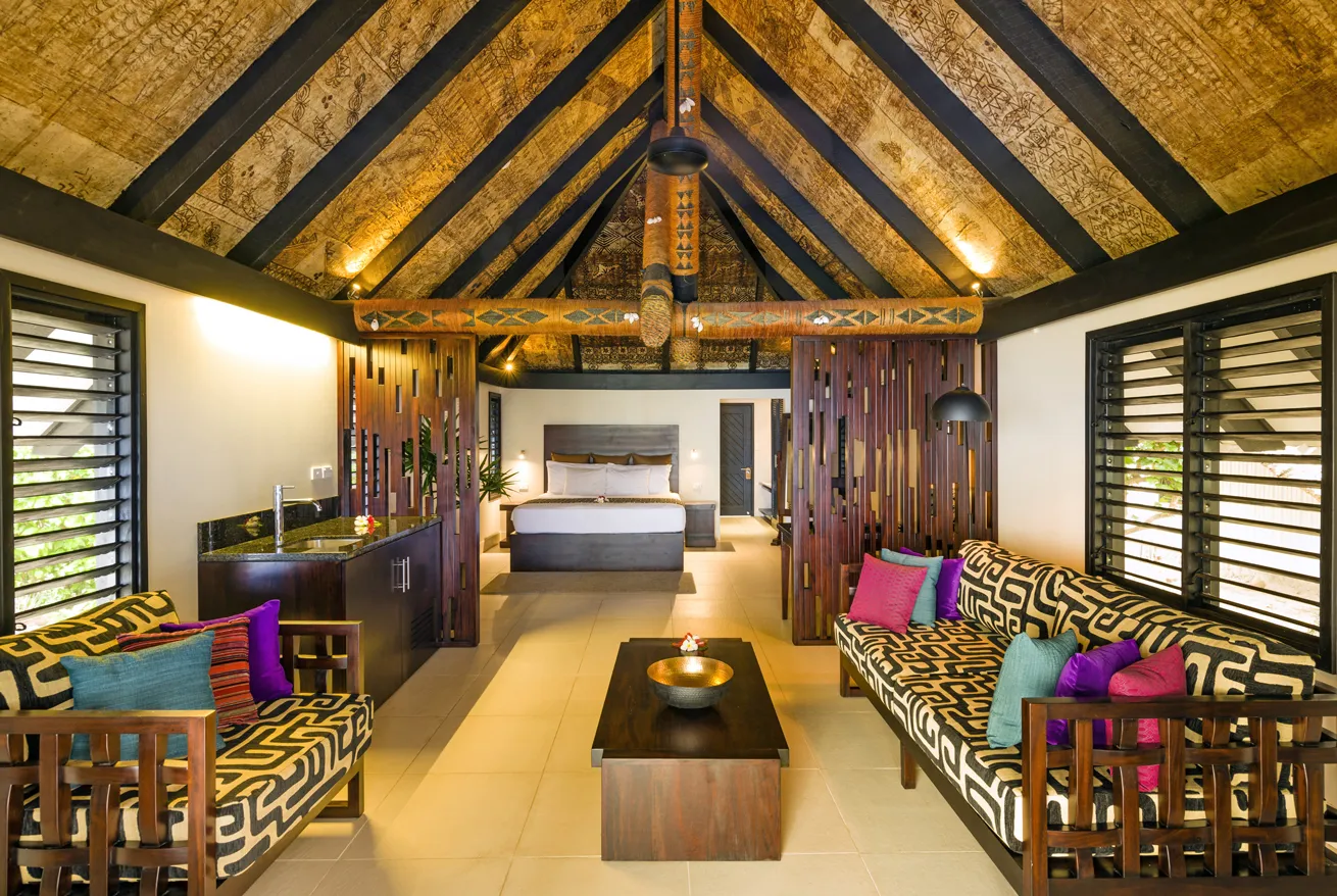 Beachfront bures are spacious with private plunge pools


