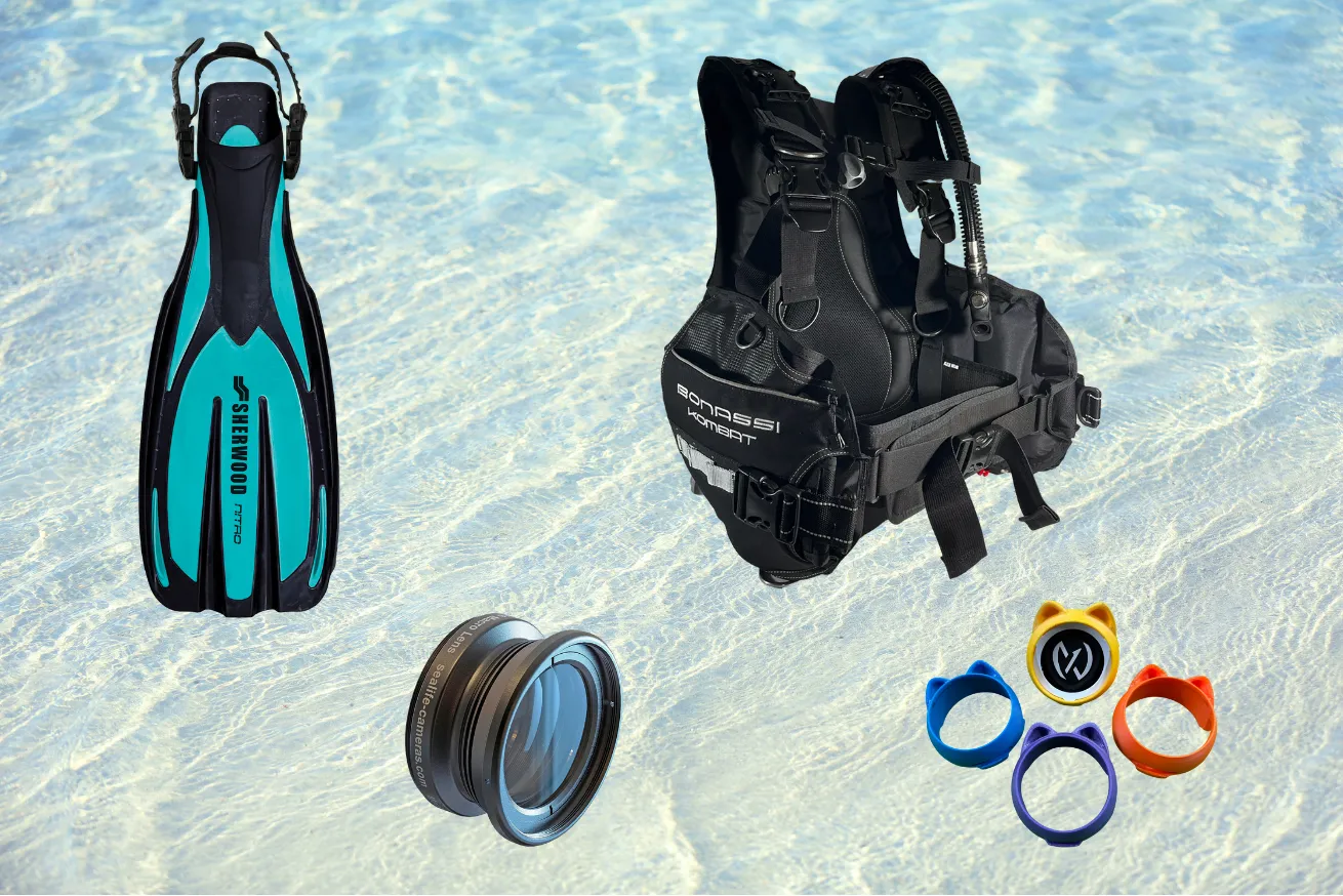 best dive gear july including fins, sealife lens, bcd and regulator accessory from nex