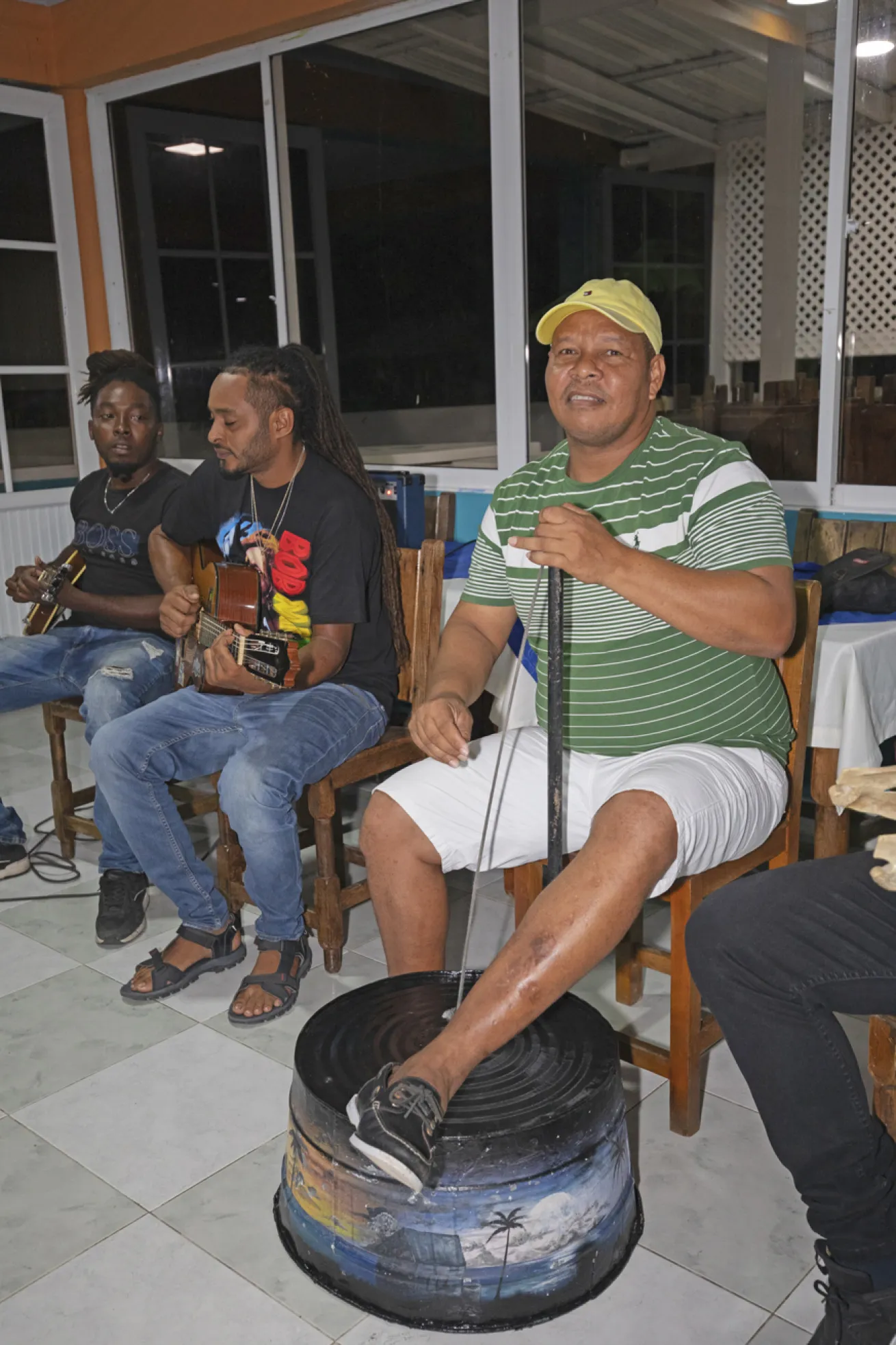Musicians play a mix of homemade and traditional instruments

