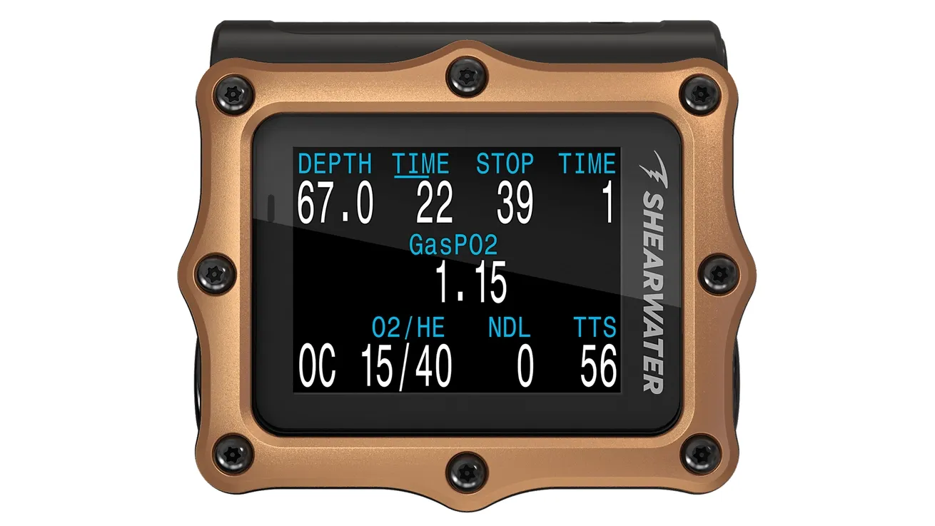 Shearwater Perdix 2 Journeys Edition dive computer with bronze bezel