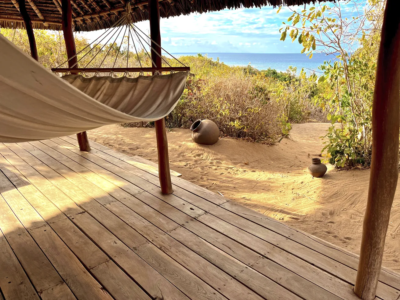 Swinging hammocks often come with a live show—whales breaching in the distance.


