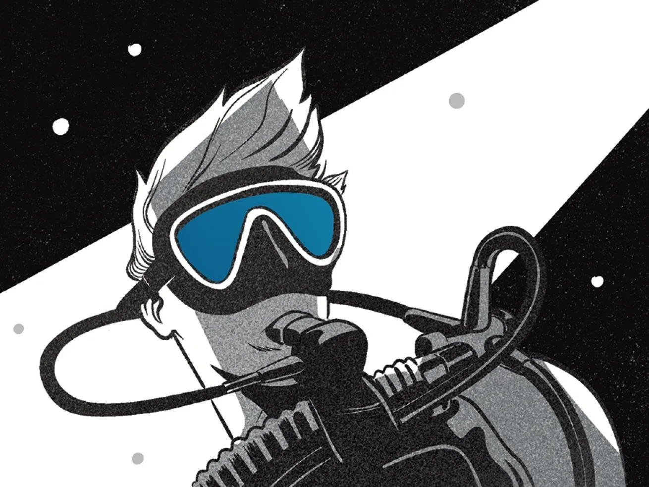 illustration of a diverlooking over his shoulder