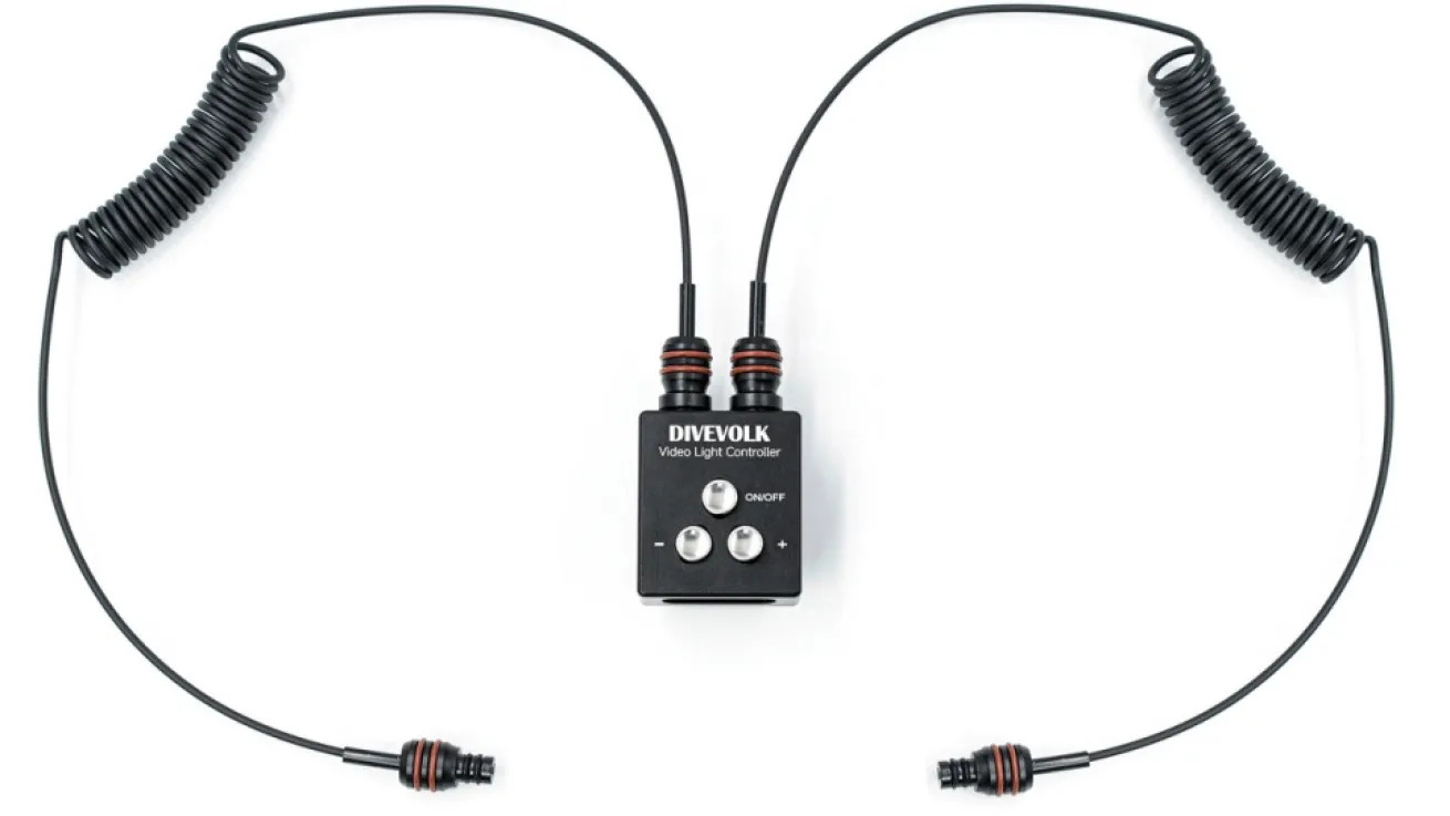 DIVEVOLK Remote Video Light Controller Set with fiber-optic cables for underwater video lights