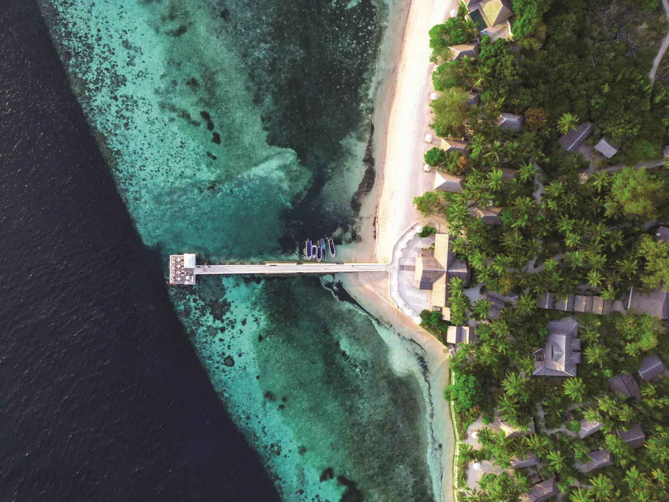 Located at the edge of a white-sand beach, Wakatobi Dive Resort offers access to beauty above and below the water’s surface.