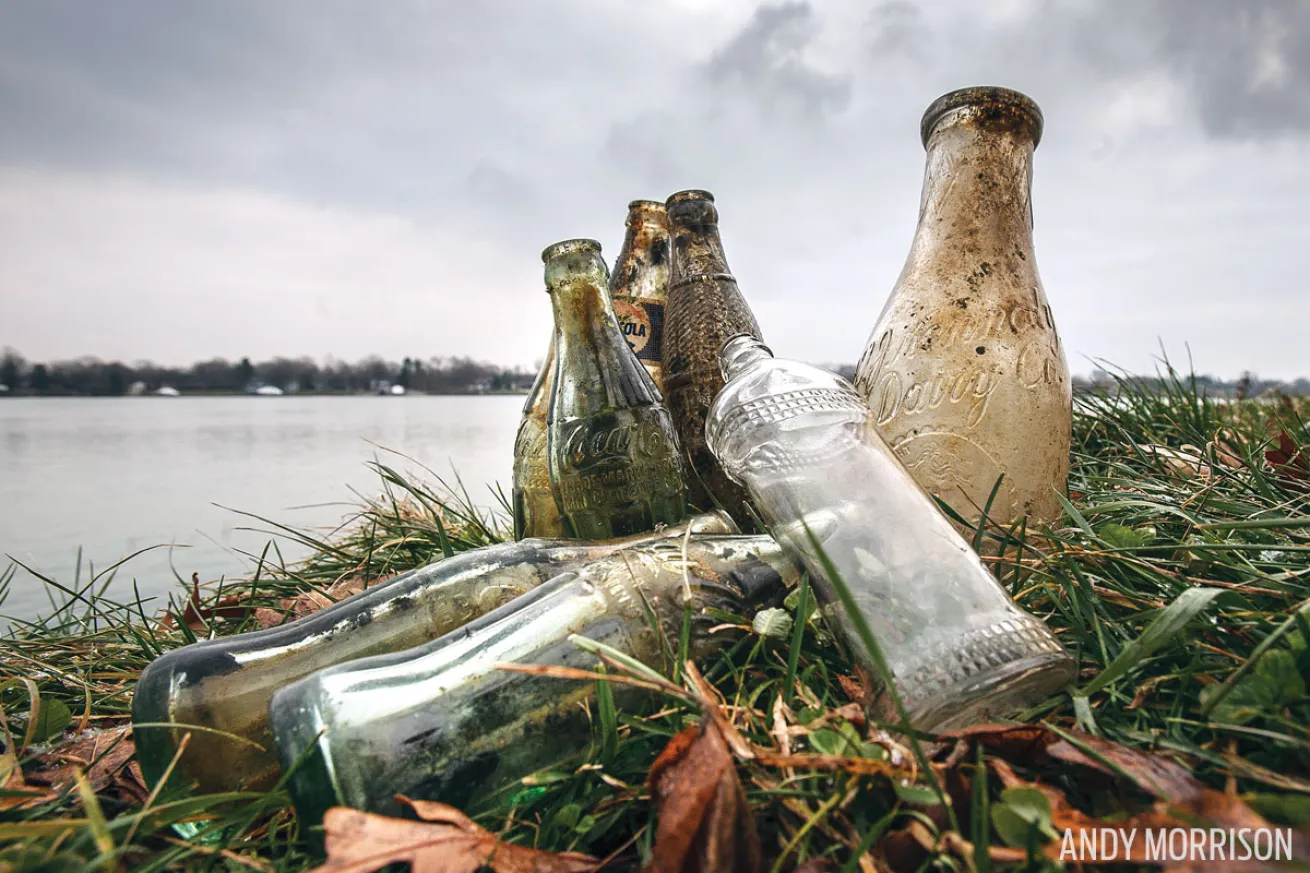 Glass Bottles Detroit River 