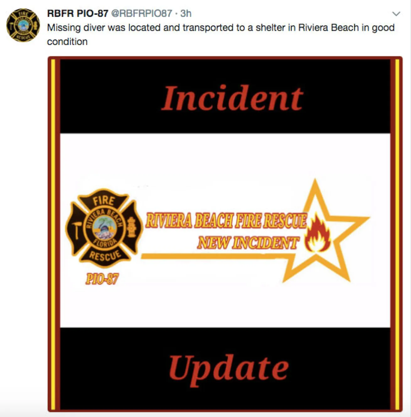 City Fire Rescue tweet