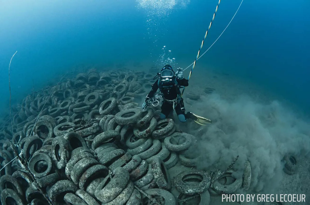 tire removal scuba diving france 