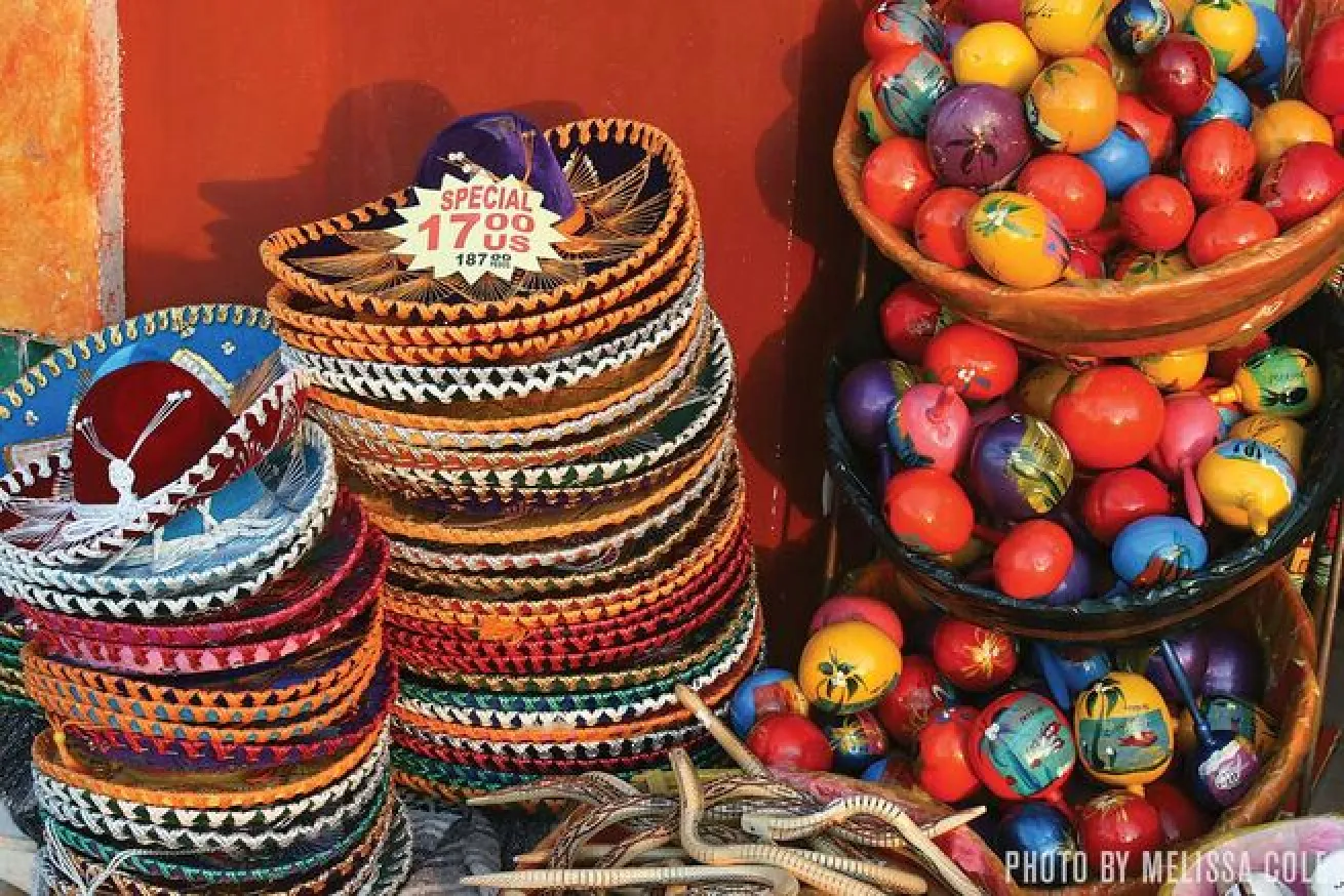 Colorful clothing and crafts are found in the local markets of San Miguel.