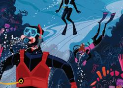 two divers caught in a current 