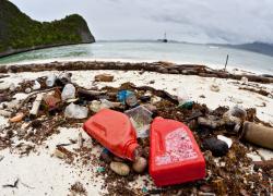 Ocean Plastics Ashore on Beach