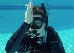scuba hand signals marine life shark